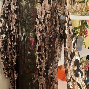 Black and Gold Sequin Kimono